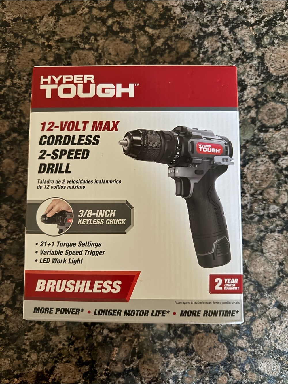 Hyper Tough 12-Volt Max Cordless 2-Speed Brushless Drill - Black & Red